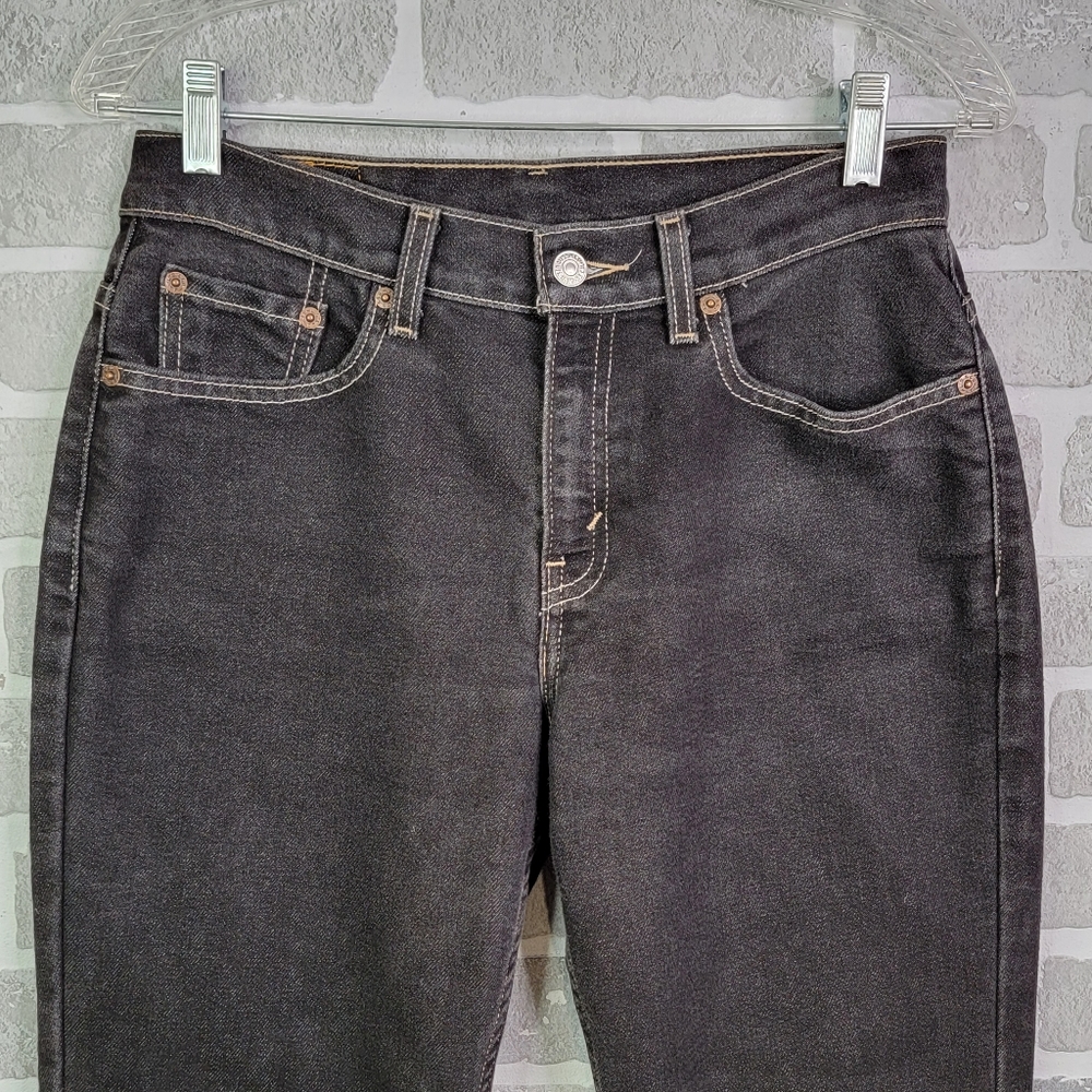 Levi's 515 Boot Cut Lower Rise Vintage Y2K Flaired Black Denim Jeans Size 6 Mis - Picture 15 of 16